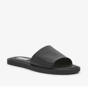 Steve Madden Black Leather Slide Sandals Size 9